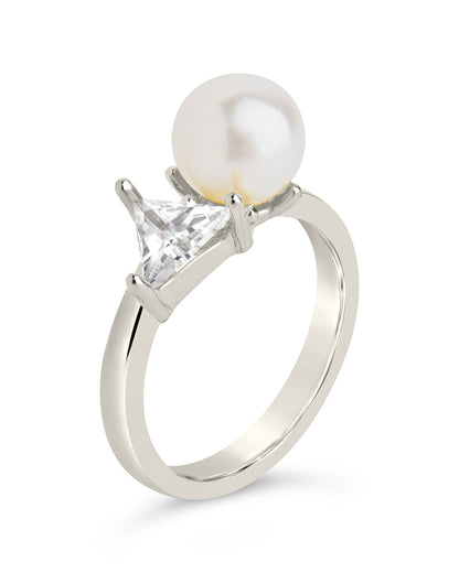 Dara CZ & Pearl Toi et Moi Ring by Sterling Forever