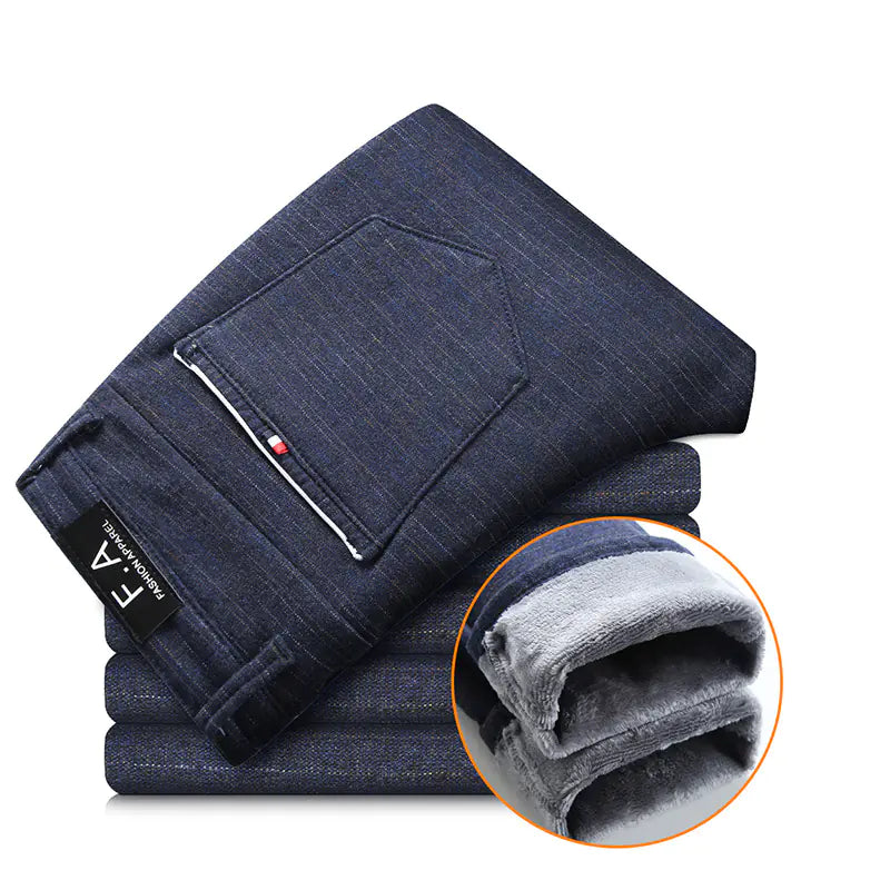 Thickened Fleece Men's Warm Casual Long Pants