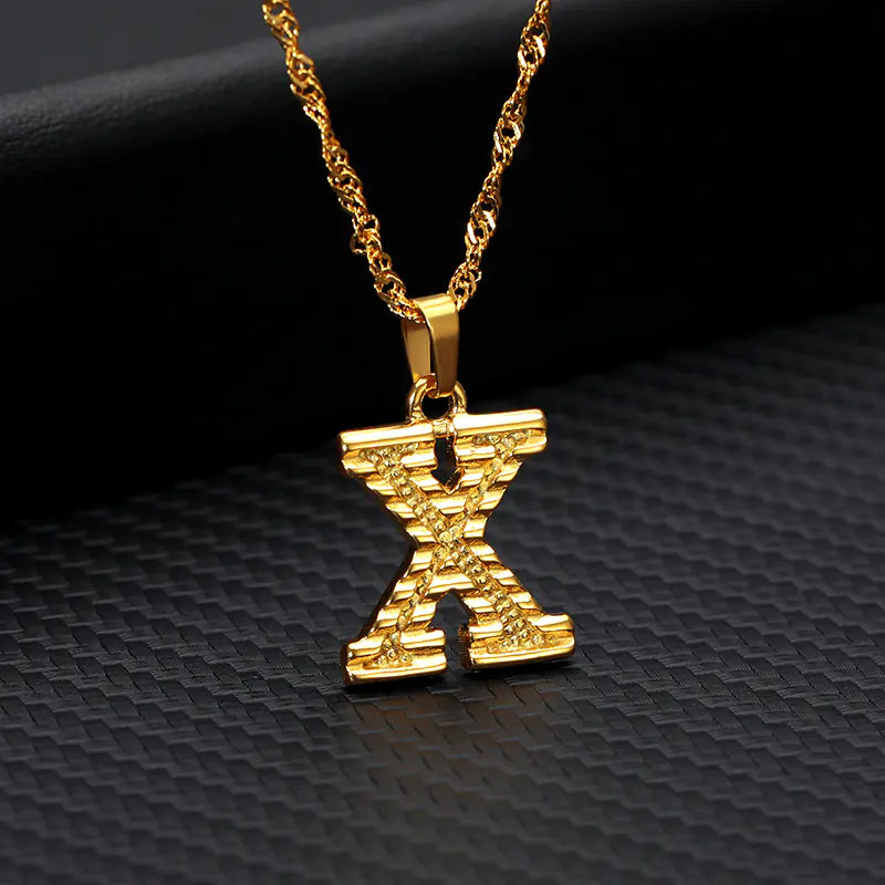 Gold-Plated 26 English Letters Pendant Necklace