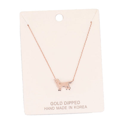 Gold Dipped Dachshund Heart Charm Dog Detailed Necklace by Madeline Love