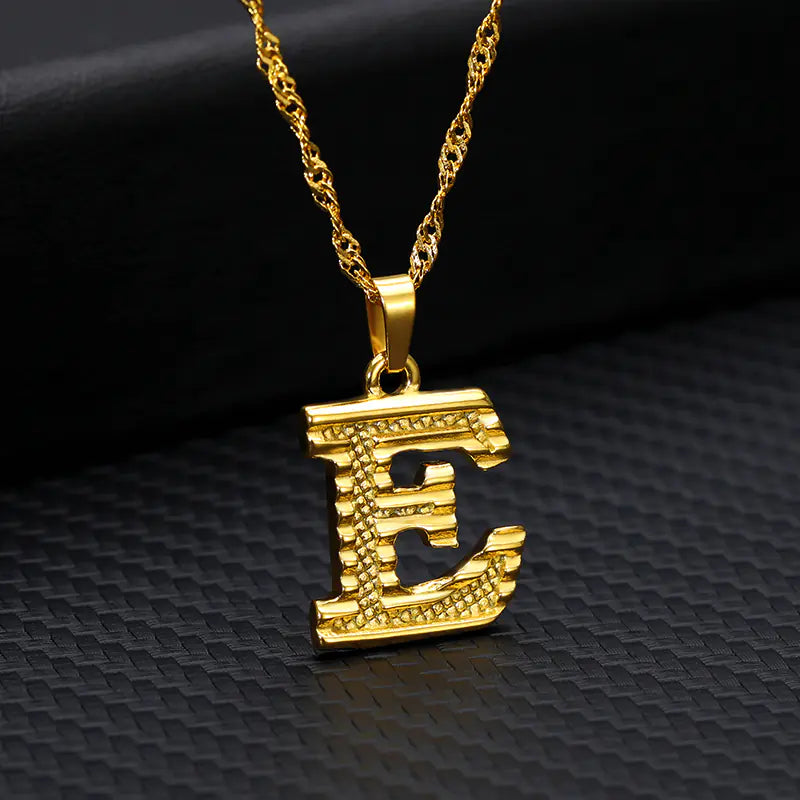 Gold-Plated 26 English Letters Pendant Necklace