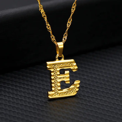 Gold-Plated 26 English Letters Pendant Necklace