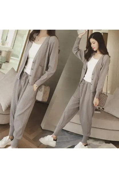 Fashion Casual Knit Sweater and Harem Pants Set