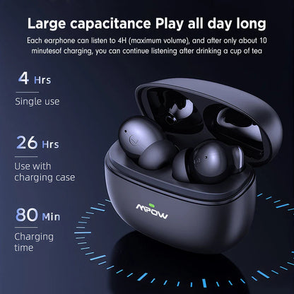 Mpow XY-17 ANC Active Noise Reduction Earphones Bluetooth 5.3 In-ear Sports Headphones with Dual Mic 24H Immersive Music Headset