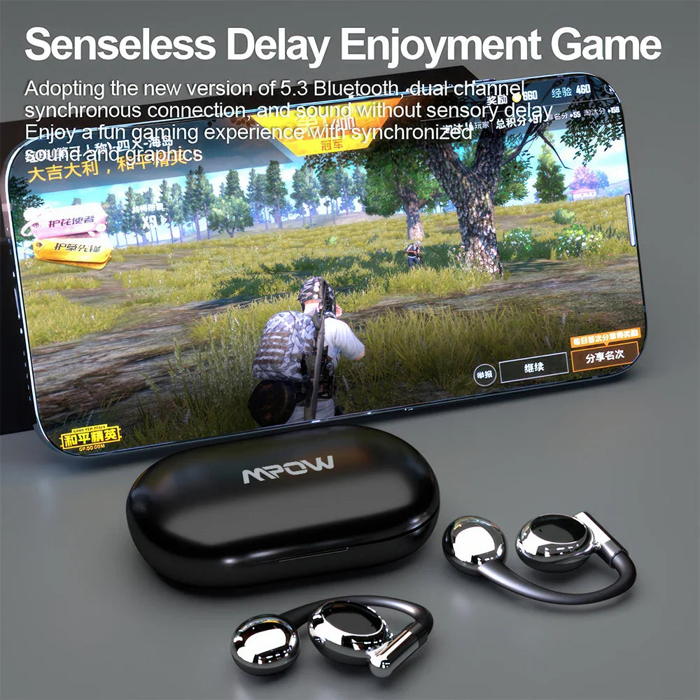 Mpow YYK-880 Open Ear Headphones Bluetooth 5.3 Wireless Earbuds with Earhooks for Office Work/Leisure/Sports,Up to 60H Playtime