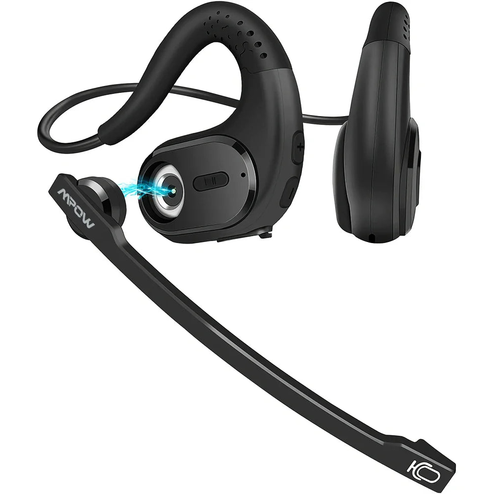Mpow G9 Bluetooth 5.3 Open Ear Headphones with Removable Microphone Noise Cancelling Air Conduction Headset with 12H Playtime