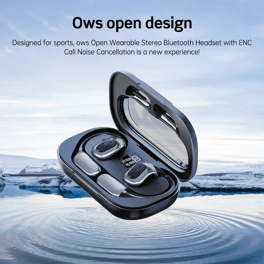 Mpow J13 True Wireless Sports Earphones,Bluetooth 5.3 OWS Open Ear Headsets with Earhooks 25 Hrs Playtime & ENC Noise Reduction