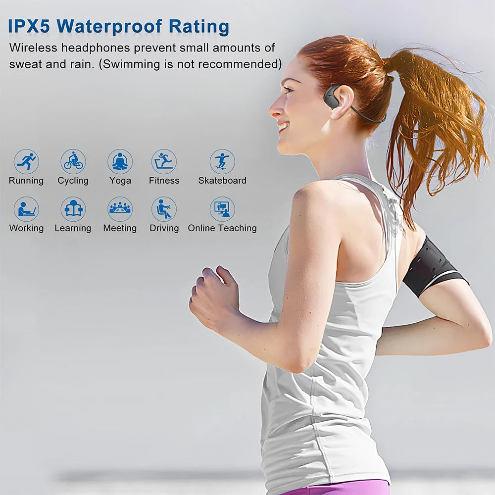 Mpow G9 Bluetooth 5.3 Open Ear Headphones with Removable Microphone Noise Cancelling Air Conduction Headset with 12H Playtime