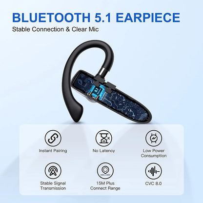 Mpow 530 Bluetooth 5.1 Headset Handsfree Calling Bluetooth Wireless Headphone with 10H Talk Time for Business Car Driver Trucker