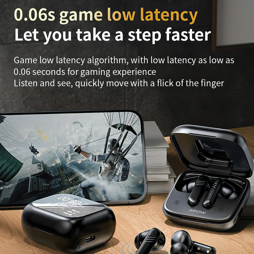 Mpow LX-10 Touch Screen Bluetooth 5.4 Earphones ANC Active Noise Cancelling Headphones In-ear Stem Touch Bluetooth Headphones