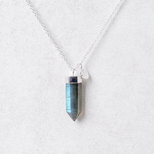 Labradorite Crystal Point Necklace by Tiny Rituals
