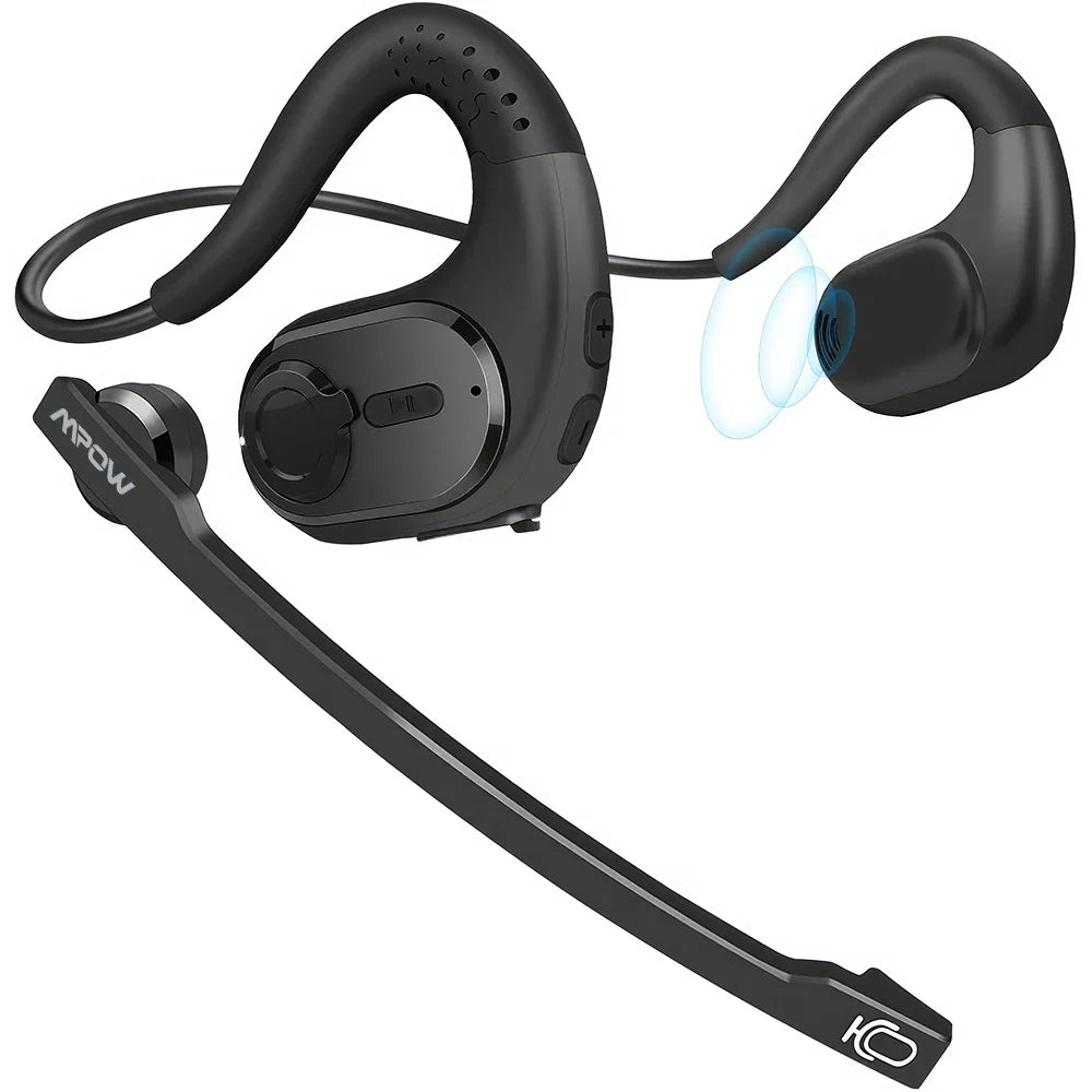 Mpow G9 Bluetooth 5.3 Open Ear Headphones with Removable Microphone Noise Cancelling Air Conduction Headset with 12H Playtime