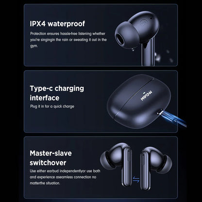 Mpow XY-17 ANC Active Noise Reduction Earphones Bluetooth 5.3 In-ear Sports Headphones with Dual Mic 24H Immersive Music Headset