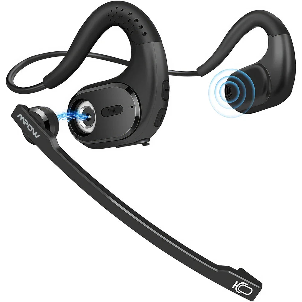 Mpow G9 Bluetooth 5.3 Open Ear Headphones with Removable Microphone Noise Cancelling Air Conduction Headset with 12H Playtime