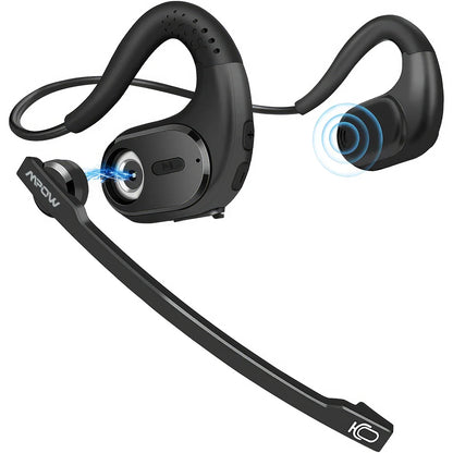 Mpow G9 Bluetooth 5.3 Open Ear Headphones with Removable Microphone Noise Cancelling Air Conduction Headset with 12H Playtime