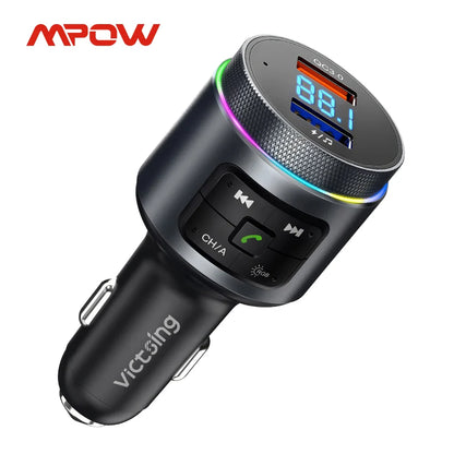 Mpow Bluetooth FM Transmitter for Car Adapter Bluetooth Wireless Radio MP3 Player with QC3.0 Quick Charge Handsfree Callling