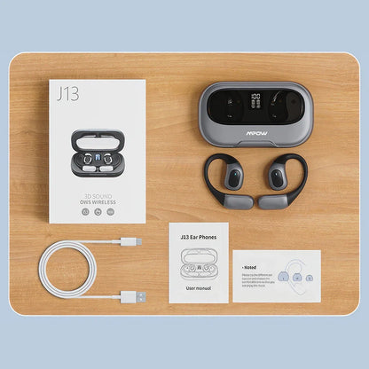 Mpow J13 True Wireless Sports Earphones,Bluetooth 5.3 OWS Open Ear Headsets with Earhooks 25 Hrs Playtime & ENC Noise Reduction