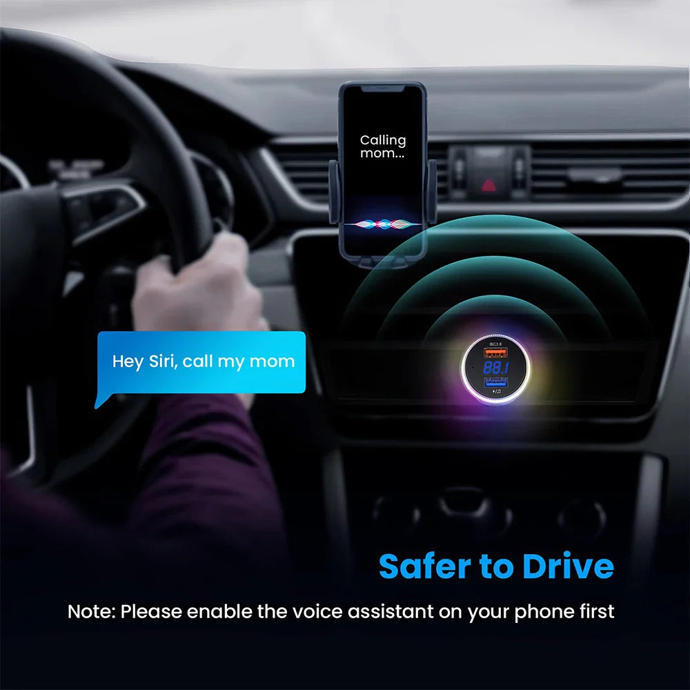 Mpow Bluetooth FM Transmitter for Car Adapter Bluetooth Wireless Radio MP3 Player with QC3.0 Quick Charge Handsfree Callling