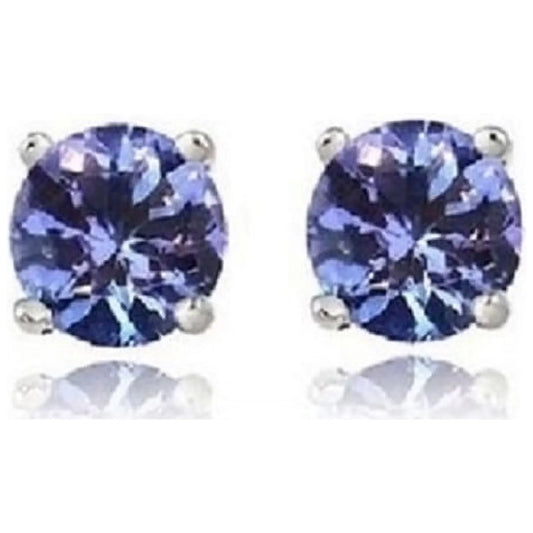 RMZ GOLD NYC 925 Sterling Silver Genuine Tanzanite Stud Earrings