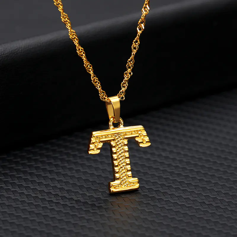 Gold-Plated 26 English Letters Pendant Necklace