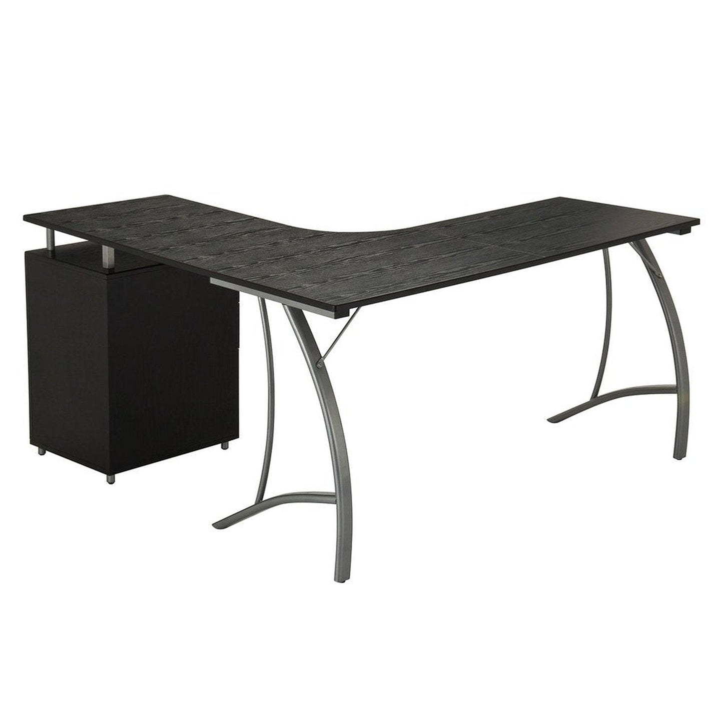 Techni Mobili Modern L- Shaped Computer Desk with File Cabinet and Storage, Espresso by Level Up Desks