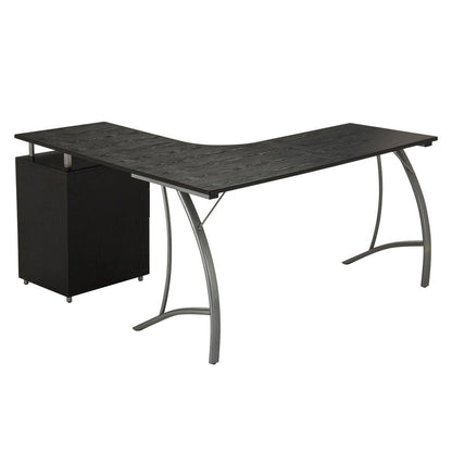 Techni Mobili Modern L- Shaped Computer Desk with File Cabinet and Storage, Espresso by Level Up Desks