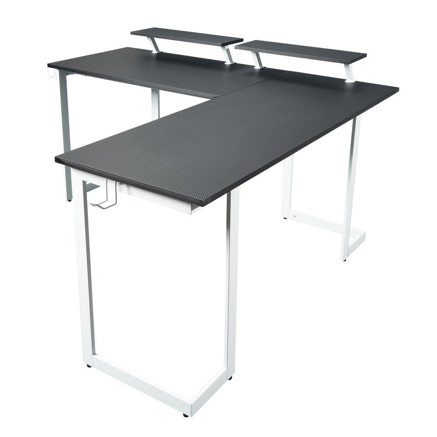 Techni Sport Warrior L-Shaped Gaming Desk, White by Level Up Desks