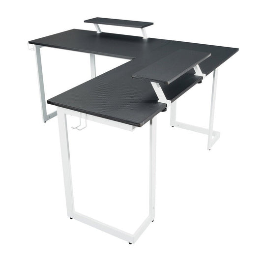 Techni Sport Warrior L-Shaped Gaming Desk, White by Level Up Desks
