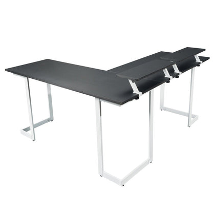 Techni Sport Warrior L-Shaped Gaming Desk, White by Level Up Desks