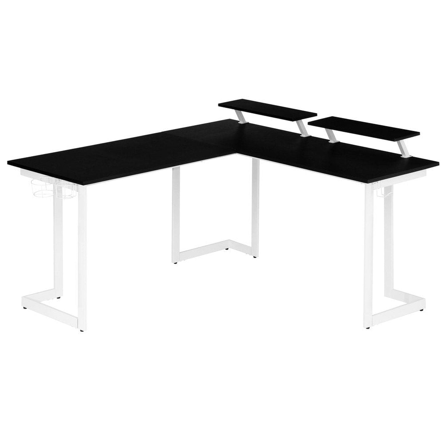 Techni Sport Warrior L-Shaped Gaming Desk, White by Level Up Desks