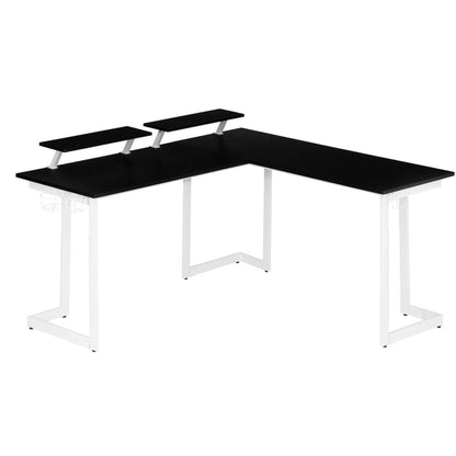 Techni Sport Warrior L-Shaped Gaming Desk, White by Level Up Desks