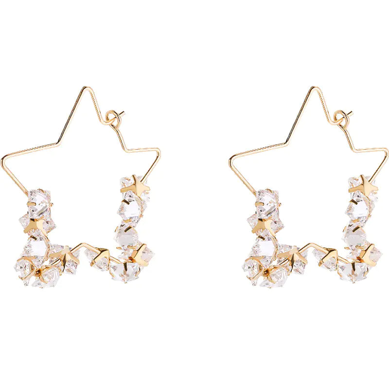 Stylish Geometric Star Design Big Hoop Earrings for Women