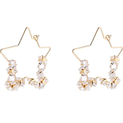 Stylish Geometric Star Design Big Hoop Earrings for Women