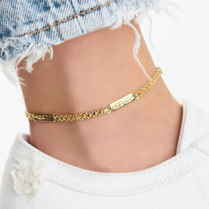 RMZ Gold NYC 18K Gold Plated Tag Anklet