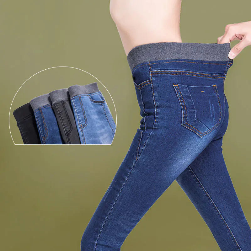 High-Waisted Stretchy Women's Jeans in Four Colors