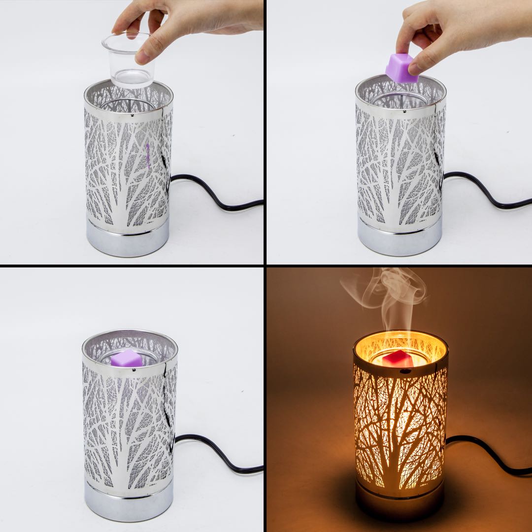 7" touch lamp-Fragrance Wax Melts Warmer -Electric Candle Essential Oil Burner-Metal Silver GardenTable Decor by Peterson Housewares & Artwares