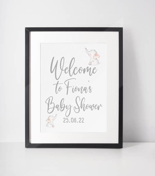 Welcome To Any Name Baby Shower Any Colour Wording Elephant Decor Print by WinsterCreations™ Official Store
