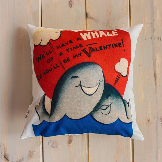 Whale of a Time Vintage Valentines | Pillow Cover | Throw Pillow | Valentines Day Gifts for Her | Valentines Day | Room Decor by UniikPillows