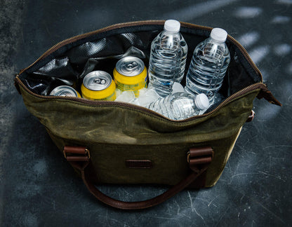White Wing Waxed Canvas Cooler by Mission Mercantile Leather Goods