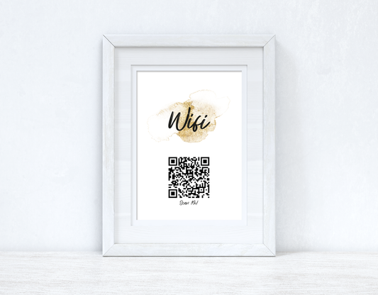 Wifi Gold Splatter Splatter Scan Me! Wifi QR Scan Home Wall Decor Print by WinsterCreations™ Official Store