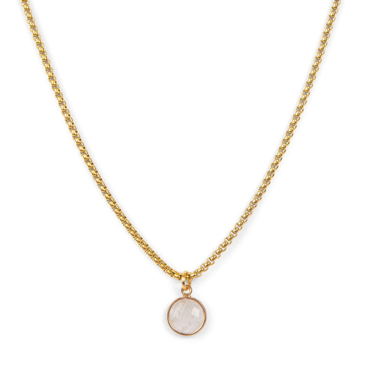 Rose Quartz Stone Pendant Classic Gold Necklace by ETHICGOODS