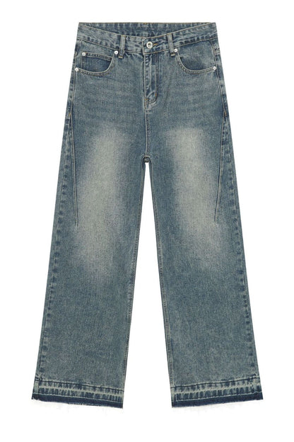 Men's Frayed Hem Jeans with Pockets