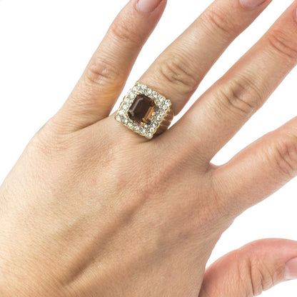 Vintage Austrian Crystal Cocktail Ring 18k Yellow or White Gold Electroplated Women's Birthstne RingMade in USA by PVD Vintage Jewelry