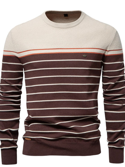Men's Striped Round Neck Long Sleeve Sweater