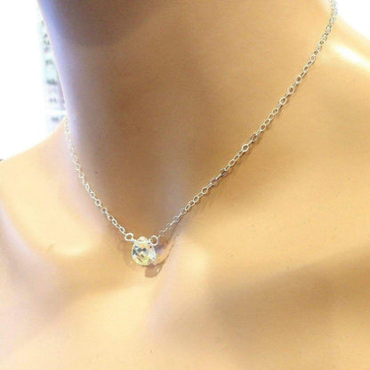 Sterling Silver Wire Wrapped Crystal Briolette Drop Necklace by Alexa Martha Designs