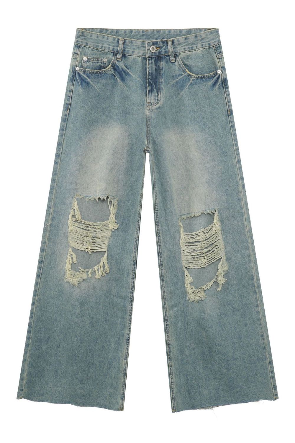 Men's Raw Hem Distressed Jeans