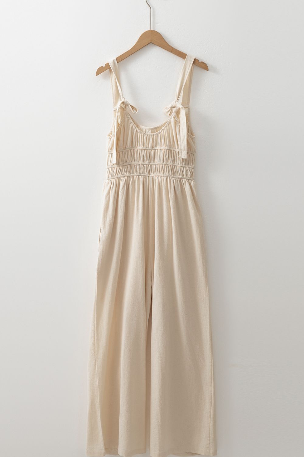 Ruched Sleeveless Wide Leg Jumpsuit