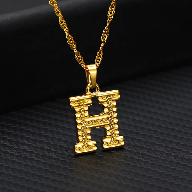 Gold-Plated 26 English Letters Pendant Necklace