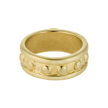 Vintage Ring 1970s Sapphire Cabocon Glass Ring 18k Brushed Gold September Birthstone #R3095 by PVD Vintage Jewelry