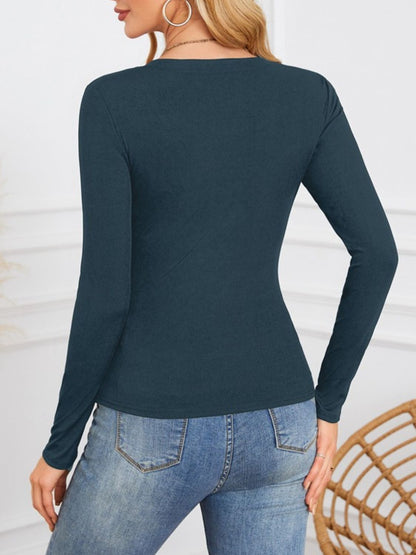 Notched Long Sleeve T-Shirt